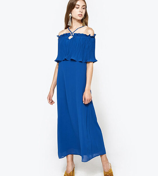 Plaid Hangdown Cowl Neck